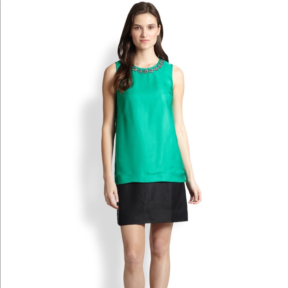 Kate Spade Rosita silk dress in green and black.